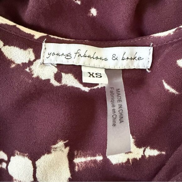 Young Fabulous & Brok  brown Cream pattern Boho Top Extra Small - Picture 9 of 10